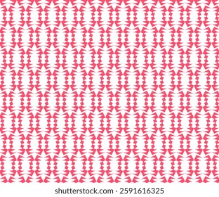 Seamless geometric pattern with bold abstract shapes in red and white. Modern vector design for decor.