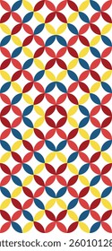 Seamless Geometric Pattern With Bold Colors and Intersecting Circular Designs