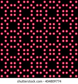 Seamless geometric pattern in bright pink beads on a black background