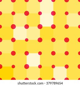 Seamless Geometric Pattern of Bright Squares and Circles. Vector Abstract Baby Background