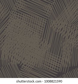 Seamless geometric pattern. Brown floor with wooden texture. Asian Mat. Scribble texture. Textile rapport.