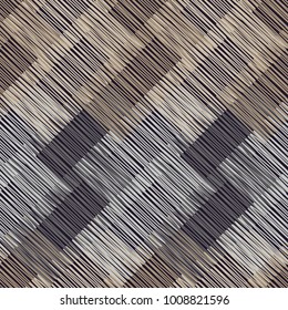 Seamless geometric pattern. Brown floor with wooden texture. Asian Mat. Scribble texture. Textile rapport.