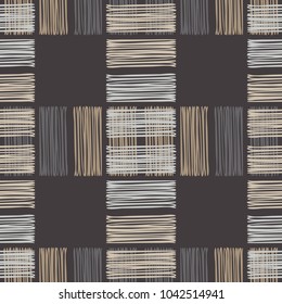 Seamless geometric pattern. Brown floor with wooden texture. Scribble texture. Textile rapport.