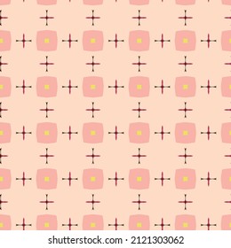 Seamless geometric pattern, Brown and peach cultural background design, abstract vector wallpaper 