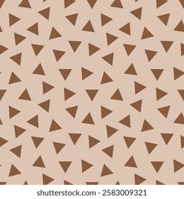 Seamless geometric pattern with brown triangles on beige background