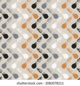 Seamless geometric pattern. Brush texture. Zigzag. Gray background.
