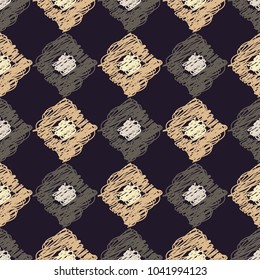 Seamless geometric pattern. Brushwork. Scribble texture. Textile rapport.