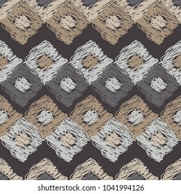Seamless geometric pattern. Brushwork. Scribble texture. Textile rapport.