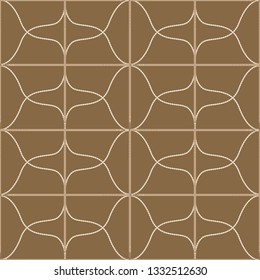 Seamless geometric pattern with buckles, belts and ropes. Complex vector print with stripes, rectangles and curved lines.