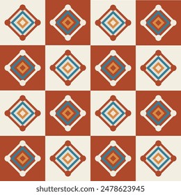 Seamless geometric pattern built from multiple square boxes with white and brown for gift wrap, textile, books, cards, papers, craft supplies and background