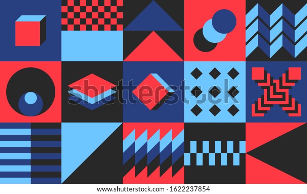 Download Seamless Geometric Pattern Bundle Abstract Bauhaus Stock Vector Royalty Free 1622237854