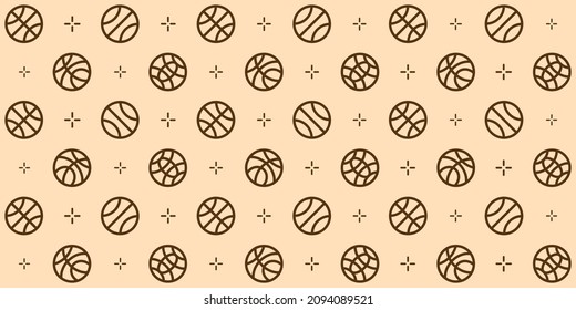 Seamless geometric pattern with Busket Balls and stars. Vector wallpaper background