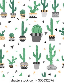 Seamless geometric pattern with cactus plants 1