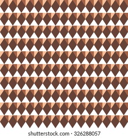 Seamless geometric pattern. Carbon texture. Rhombus convex shine light figures on brown background. Chocolate, coffee colored. Vector 