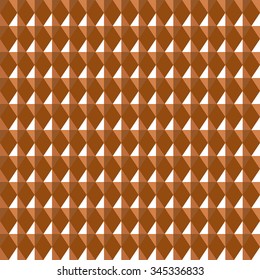 Seamless geometric pattern. Carbon texture. Rhombus convex shine light figures on orange, brown background. Chocolate, coffee, honey theme. Copper colored. Vector 