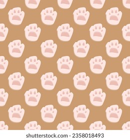 Patrón geométrico sin foco con garra de gato sobre fondo rosado. Impresión vectorial para fondo de tela, textil