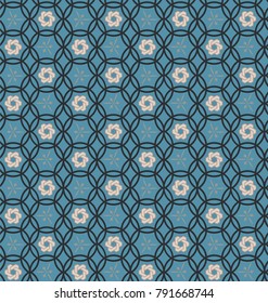 Seamless geometric pattern with celtic knots and flowers