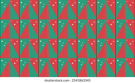 Seamless geometric pattern Christmas theme of colorful rectangular shapes. Perfect for printing, design backgrounds, wallpaper and tiles, gift wrapping