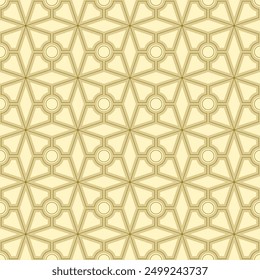 Seamless geometric pattern with circle shapes and crossed lines arranged symmetrically. Suitable for various designs such as textiles, tiles, wallpapers, backgrounds, etc.
