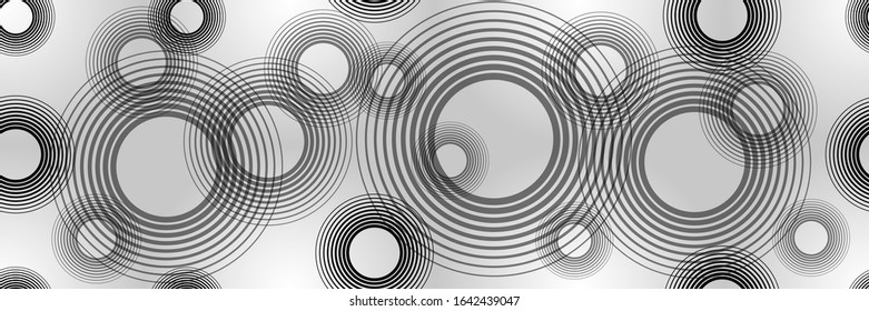 Seamless Geometric Pattern with Circles. Abstract Futuristic Black and White Wallpaper. Vector. 3D Illustration
