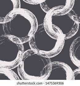 Seamless geometric pattern. Circles. Black background.