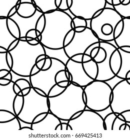 Seamless geometric pattern with circles. Black and white
