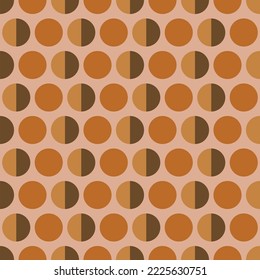 Seamless geometric pattern with circles in boho style on beige background. Vector print for fabric background, textile