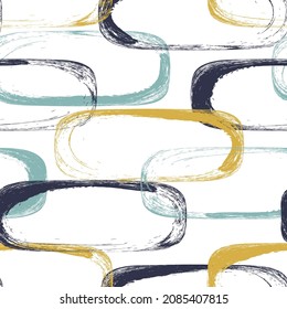 Seamless geometric pattern. Circles. Brush texture. White background.