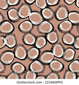 Seamless geometric pattern. Circles. Brush texture.
