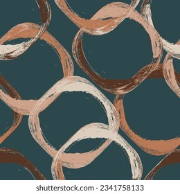 Seamless geometric pattern. Circles. Brush texture.