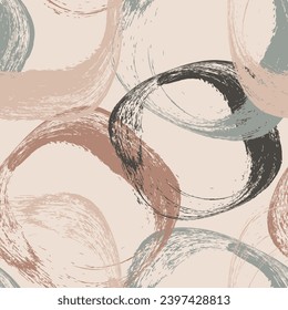 Seamless geometric pattern. Circles. Brush texture.