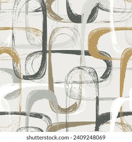 Seamless geometric pattern. Circles. Brush texture.