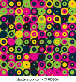 Seamless geometric pattern with circles. Colorful vector background
