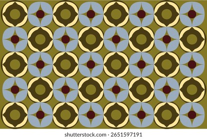 seamless geometric pattern. Seamless pattern with circles. Indonesian Ethnic Style Batik Background with Floral Geometric Motif in Earthy Tones. Floral background design art. 