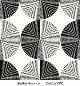 Seamless geometric pattern  Circles  Monochrome print 