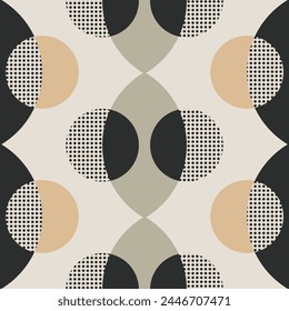 Seamless geometric pattern. Circles. Monochrome print.