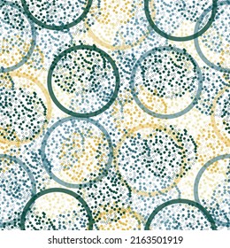 Seamless geometric pattern of circles on a white background.  Bizarre Art Illustration.