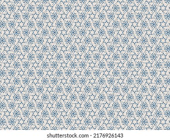 Seamless geometric pattern with circles on beige background.