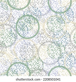 Seamless geometric pattern of circles on a white background. Crayons pastel. Children, kids sketch drawing. Fashion modern style. 