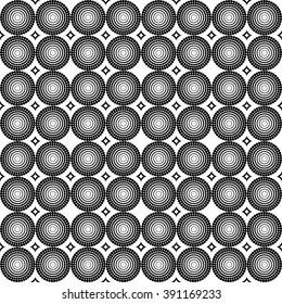 Seamless geometric pattern of circles on a white background