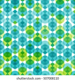 Seamless geometric pattern of circles on a white background.