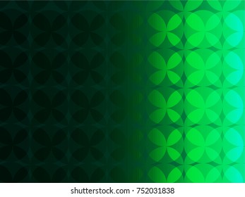 Seamless geometric pattern of circles on a green background make flowers