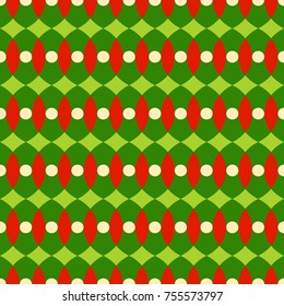 Seamless geometric pattern of circles on  background chrismas color style