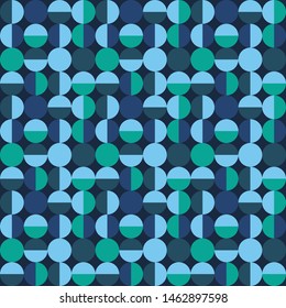 Seamless geometric pattern with circles and semicircles. Abstract  print. Vector wallpaper.