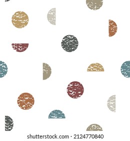 Seamless geometric pattern with circles and semicircles. Abstract autumn modern vector pattern.