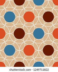 Seamless geometric pattern with circles. Vector art.