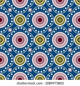 Seamless geometric pattern with circles. Vector art.