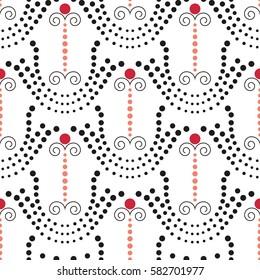 Seamless geometric pattern with circles. Vector art.
