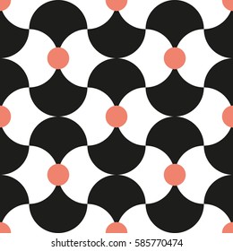Seamless geometric pattern with circles. Vector art.