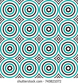Seamless geometric pattern with circles. Vector art.